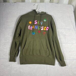 City Wear Hoodie Womens Olive Green San Francisco Graphic Print Size Small